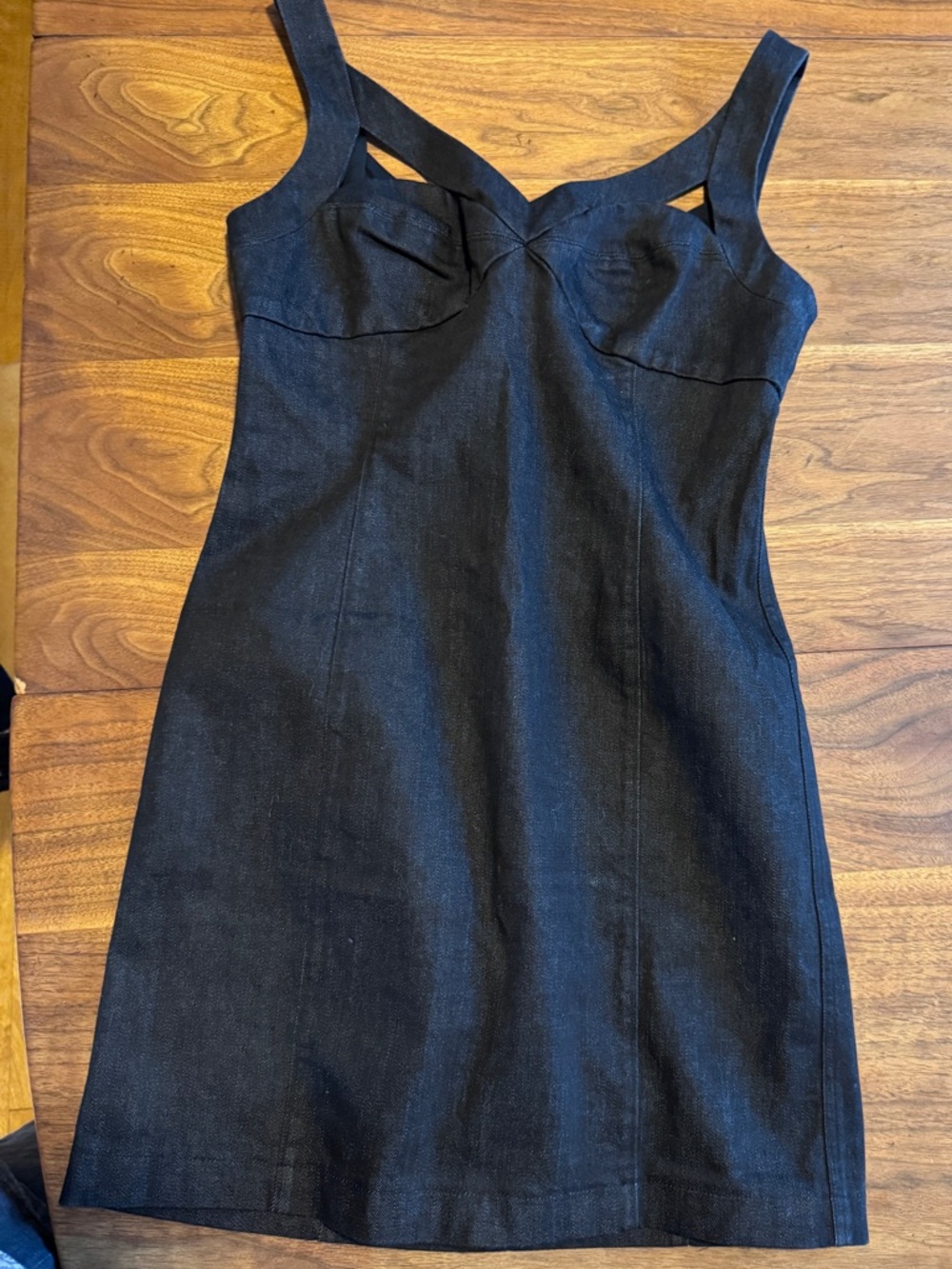 Mark + James Badgley Mischka Blue Denim Body Con Mini Dress W/Cut Outs Sz 4  EUC